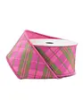 2.5" x 10 Yds Pink & Green Plaid Wired Dupioni Ribbon