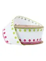 1.5" x 10 Yards Candy Dot Pink & Green Wired Ribbon