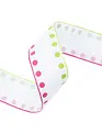 1.5" x 10 Yards Candy Dot Pink & Green Wired Ribbon