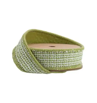 1" x 10 Yds Green & White Jacquard Ribbon