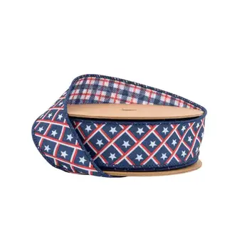 1.5" x 10 Yards Patriotic Stars & Plaid Ribbon