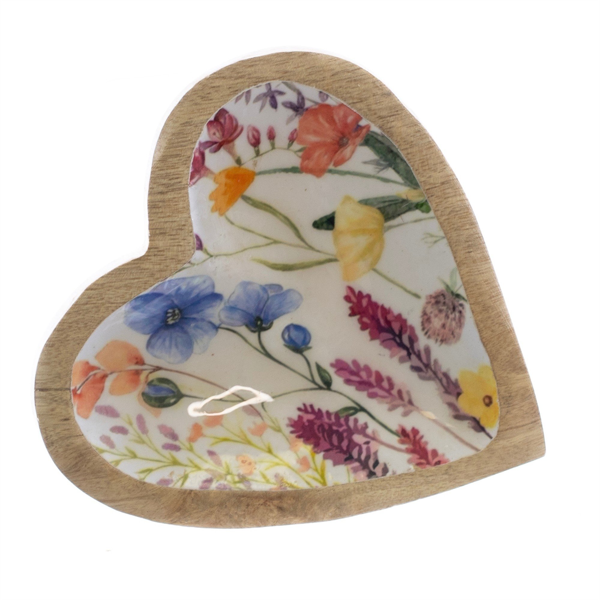 Mango Wood Wildflower Heart Dish