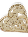 Mango Wood White Cut Out Heart