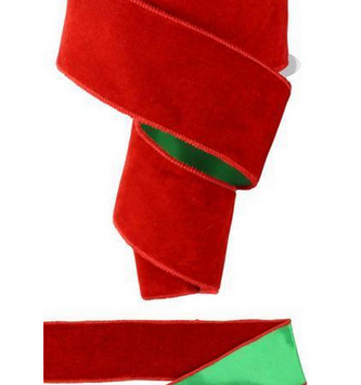 2.5" x 10 Yards Deluxe Red Velvet Satin Back Ribbon