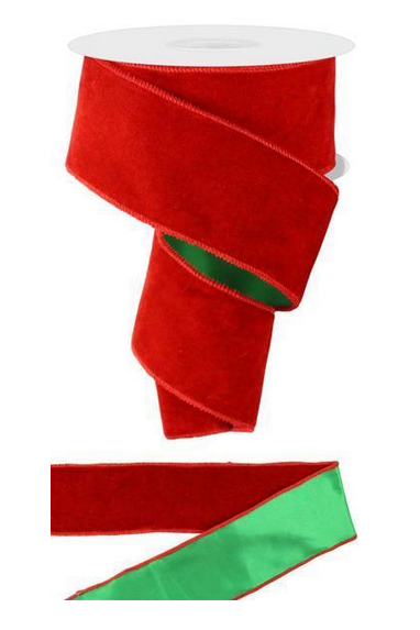 2.5" x 10 Yards Deluxe Red Velvet Satin Back Ribbon