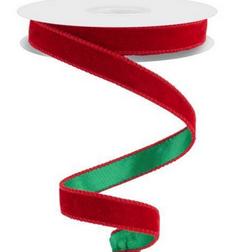 7/8" x 10 Yards Deluxe Red Velvet Satin Back Ribbon