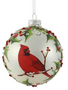 4" Round Glass Cardinal Ornament