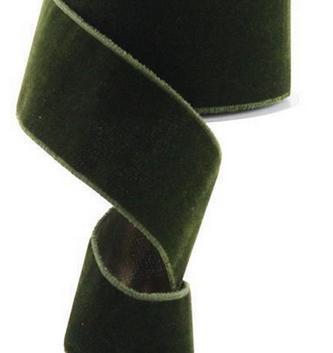 2.5" x 10 Yards Green Velvet w/ Sheer Metallic Back Ribbon