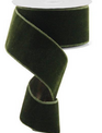 2.5" x 10 Yards Green Velvet w/ Sheer Metallic Back Ribbon