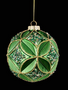 Embossed Gold/Green Glass Ball Ornament