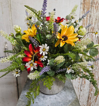 Custom Black Eyed Susan & Yarrow in Wildflower Vase