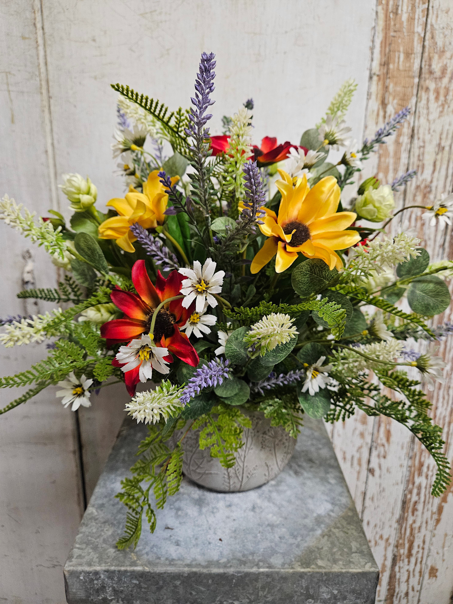 Custom Black Eyed Susan & Yarrow in Wildflower Vase