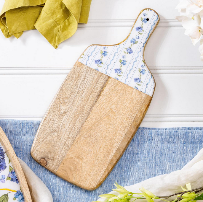 Large Wooden Blue Hydrangea Cutting Board