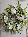 Custom White Hydrangea & Snowball Wreath