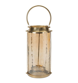 Hammered Gold and Glass Lantern (2 Sizes)