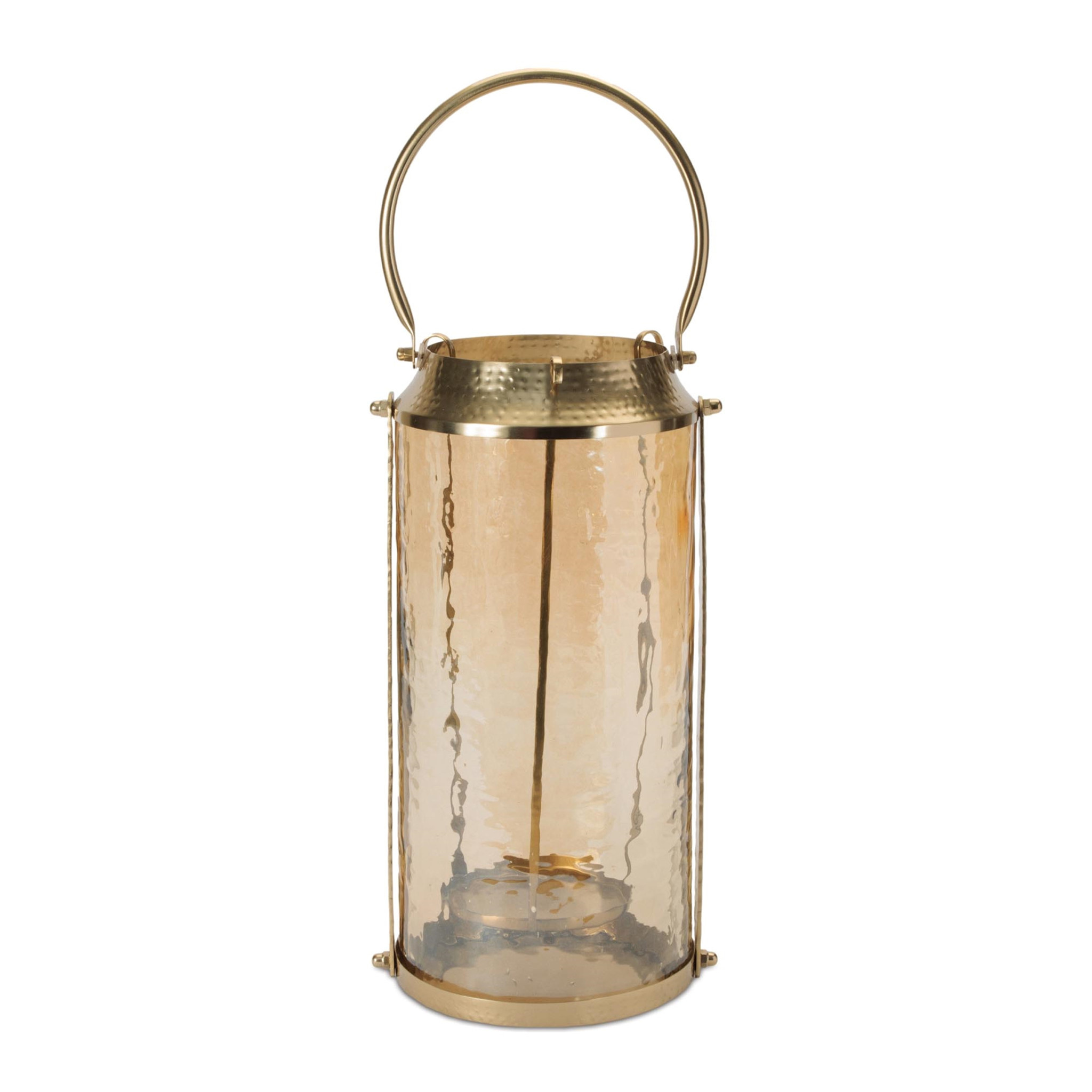 Hammered Gold and Glass Lantern