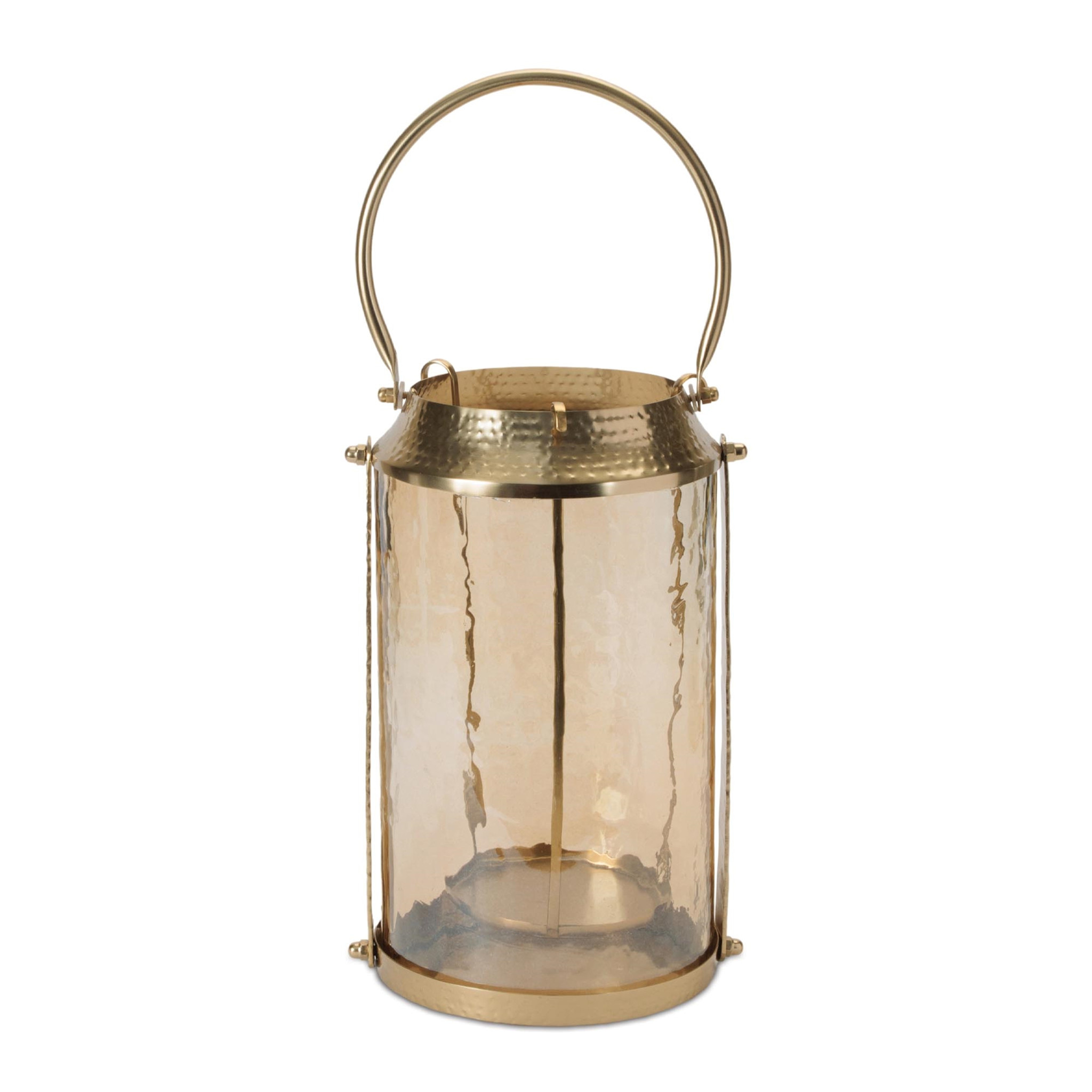 Hammered Gold and Glass Lantern