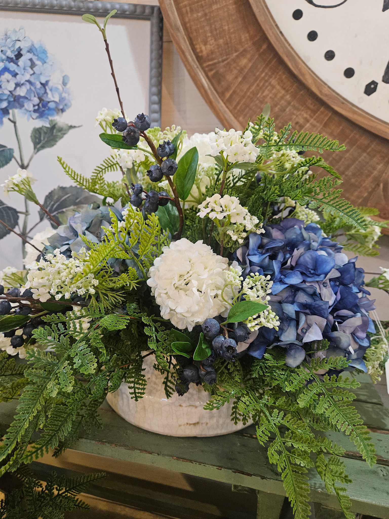 Custom Hues of Blue Hydrangea Arrangement