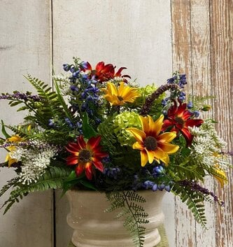 Custom Sunburst Wildflower in Oval Container