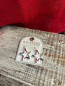 Jeweled Patriotic Silver Star Earrrings