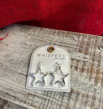 Silver Crystal Cutout Star Earrings