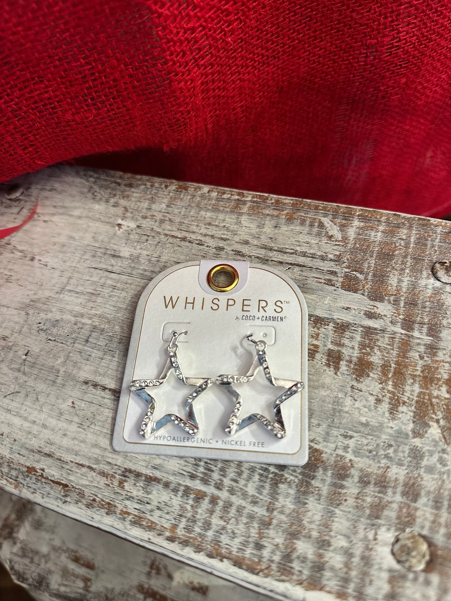 Silver Crystal Cutout Star Earrings