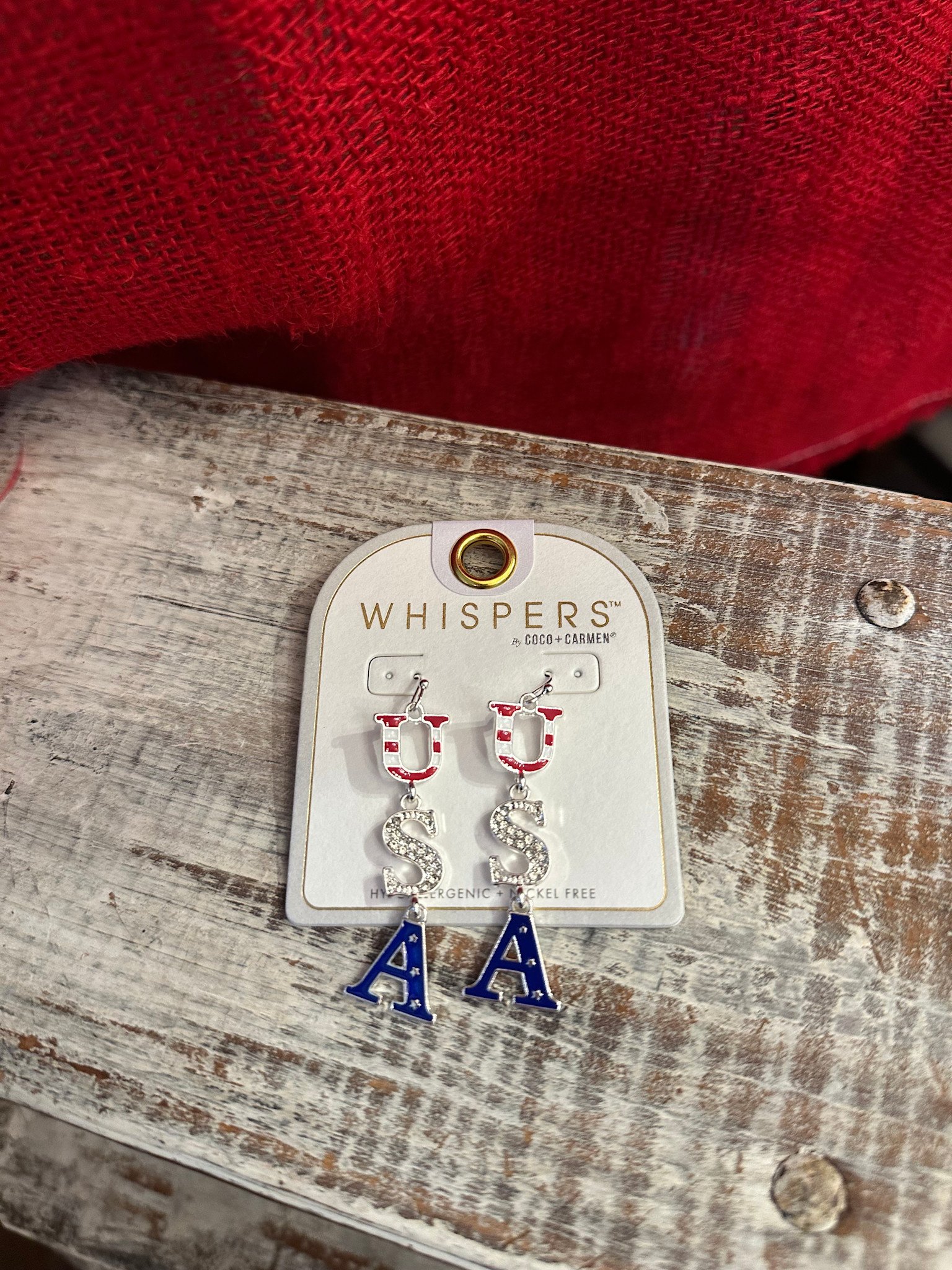 USA Trailing Drop Earrings