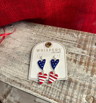 Trailing Patriotic Heart Earrings