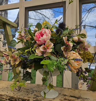 Custom Milk Glass Centerpiece Arrangement
