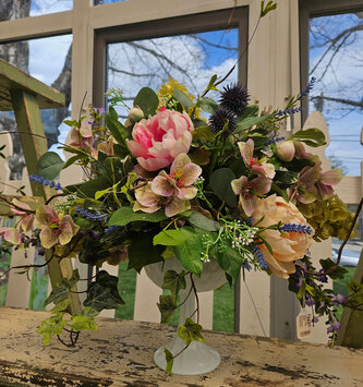 Custom Milk Glass Centerpiece Arrangement