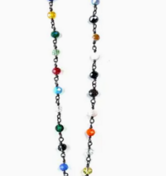 Short Mixed Beaded Peace Sign Cluster Necklace