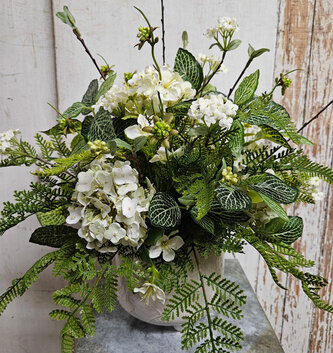 Custom Hydrangea and Rose Myrtle Arrangement