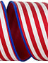 4" x 10 Yards Red White Blue Striped Twill Wired Ribbon