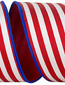 4" x 10 Yards Red White Blue Striped Twill Wired Ribbon