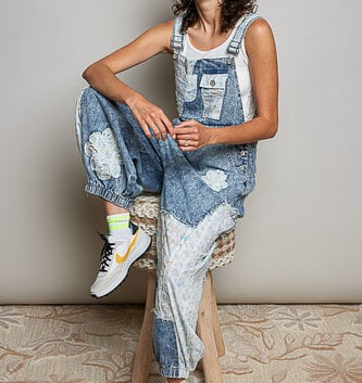 Vintage Patchwork Denim Overall By: POL