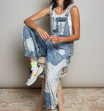 Vintage Patchwork Denim Overall By: POL