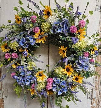 Custom Hydrangea Wildflower Wreath