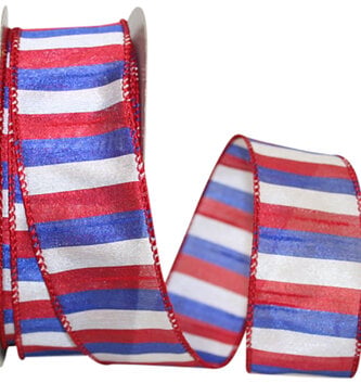 1.5" x 20 Yards Liberty Striped Wired Ribbon