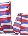 1.5" x 20 Yards Liberty Striped Wired Ribbon