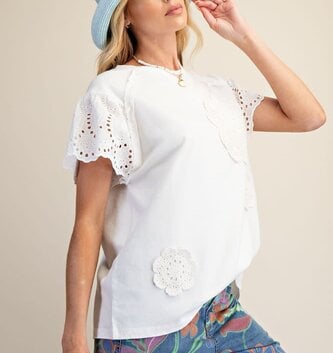 Lace Cap Sleeve Top By: Easel (2-Colors)