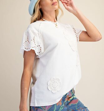 Lace Cap Sleeve Top By: Easel (2-Colors)