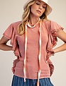 Easel Dolman Sleeve Mineral Wash Top by: Easel