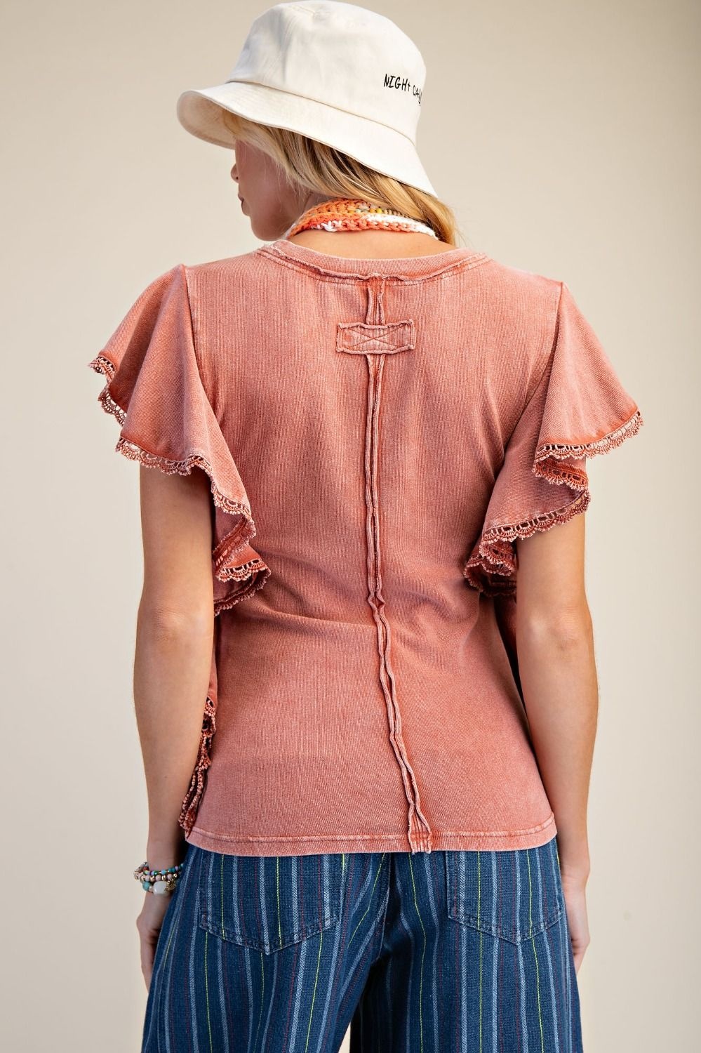 Easel Dolman Sleeve Mineral Wash Top by: Easel