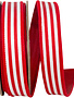 1" x 10 Yards Red/White Striped Twill Wired Ribbon