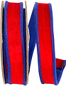 7/8" x 5 Yards Velvet Red/Blue Wired Ribbon