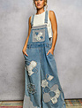 POL Clothing Inc Embroidered Flower Patchwork Overalls By: POL