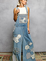 POL Clothing Inc Embroidered Flower Patchwork Overalls By: POL