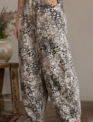 Easel Animal Print Denim Barrel Pant By: Easel