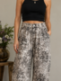 Easel Animal Print Denim Barrel Pant By: Easel