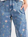 Easel Flower Print Washed Denim Barrel Pant By: Easel